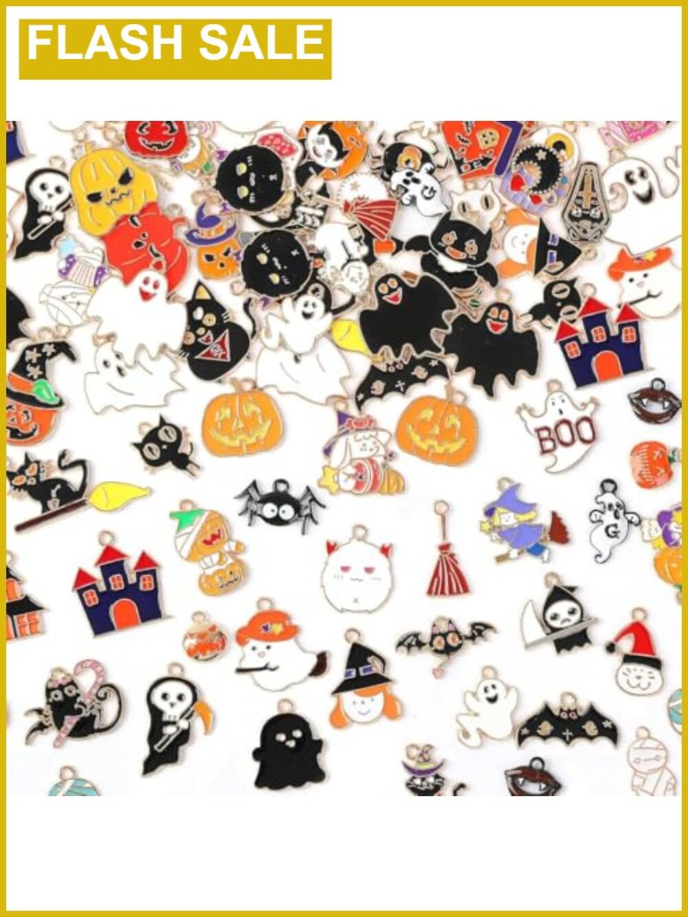 120pc Halloween Charm Pendant Set Metal Alloy Enamel DIY Jewelry Making Craft